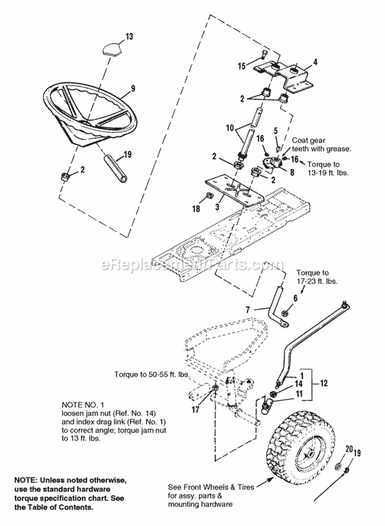 Steering Diagram and Parts List for 1692400  Simplicity Lawn Tractor