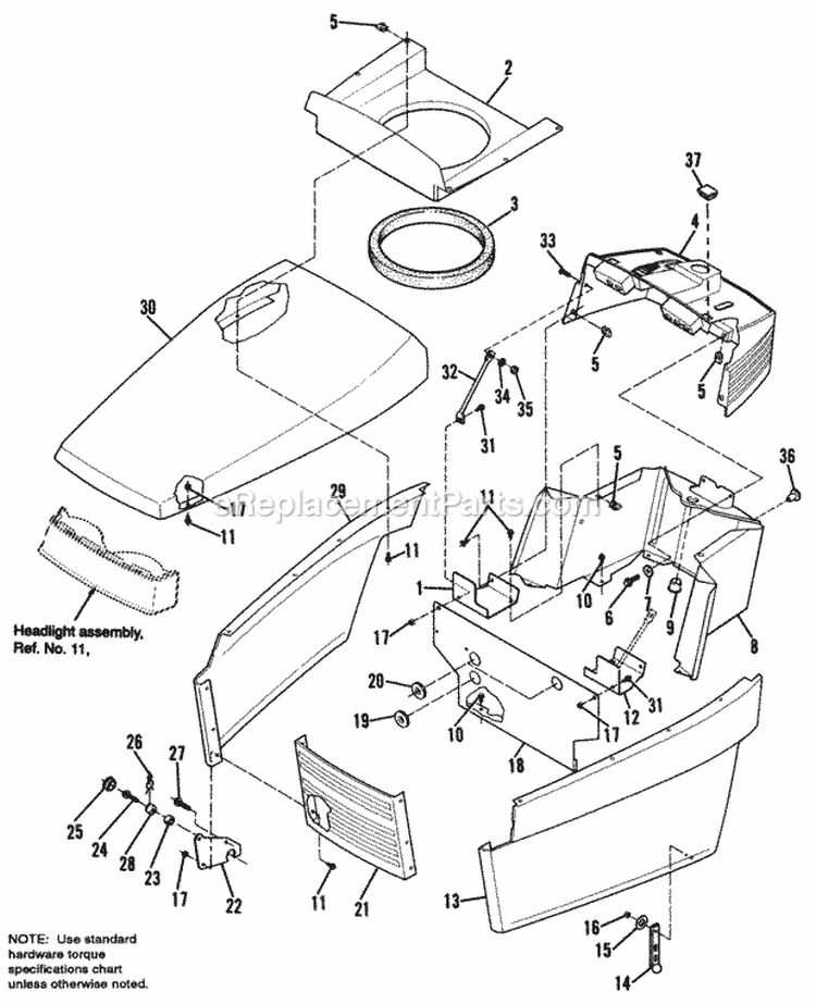 Hood Grille  Dash Group Diagram and Parts List for 1692439  Simplicity Lawn Tractor
