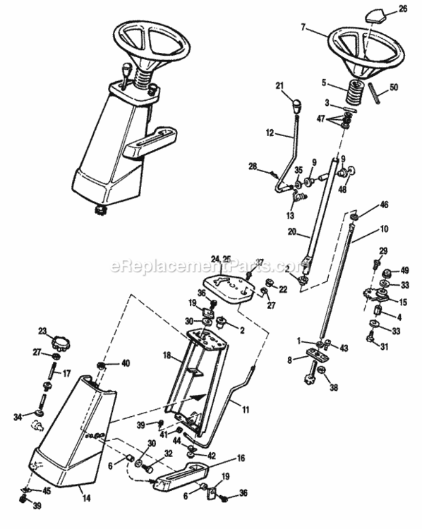 Front Column  Dash Diagram and Parts List for 1692737  Simplicity Lawn Tractor