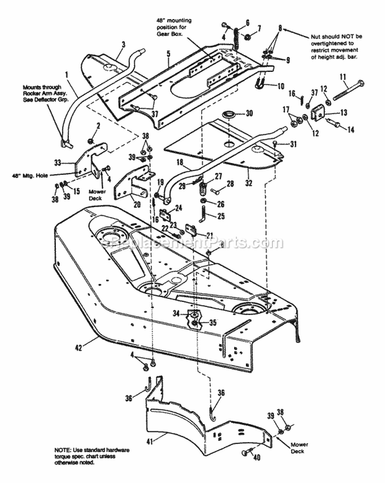48 Mower Housing  Cover Group Diagram and Parts List for 1691925  Simplicity Lawn Tractor