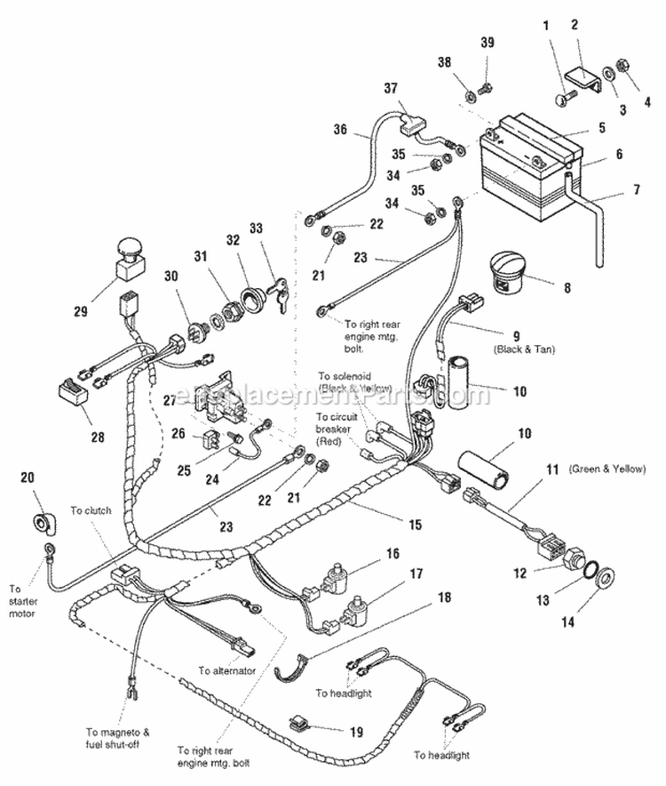 Electrical Group (984886) Diagram and Parts List for 1692769  Simplicity Lawn Tractor