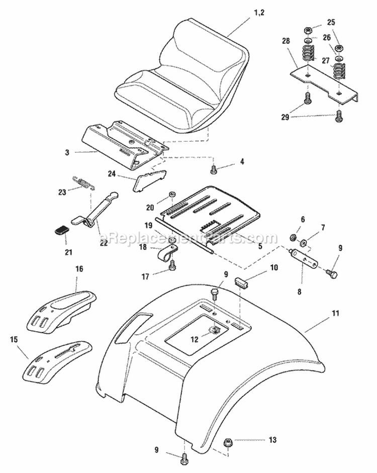 Seat  Deck Group (985090) Diagram and Parts List for 1692769  Simplicity Lawn Tractor