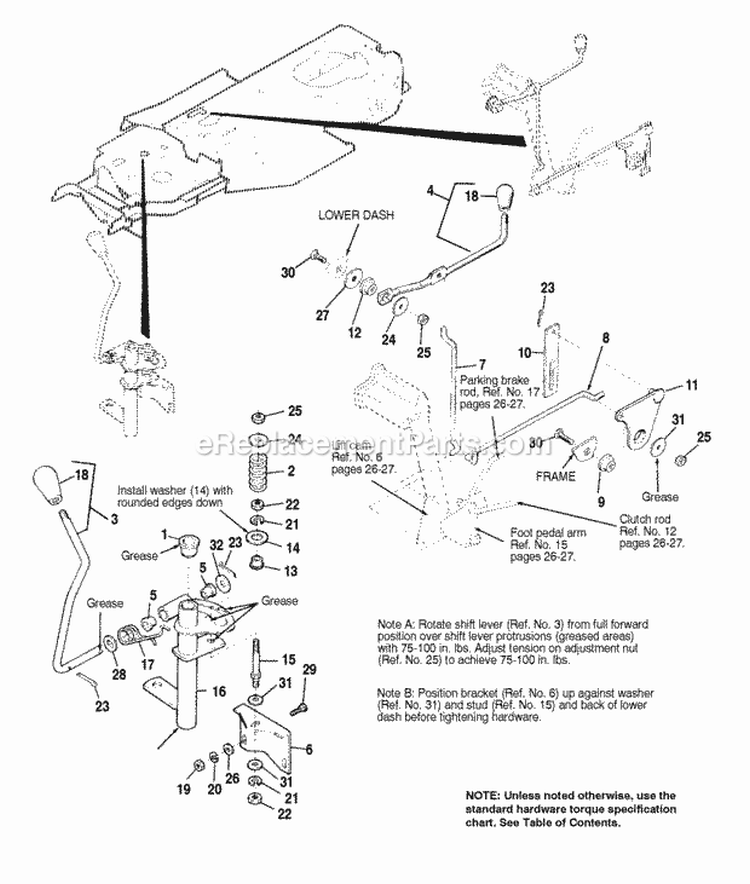 Hydro Models - Hand Controls Diagram and Parts List for 1692727  Simplicity Lawn Tractor