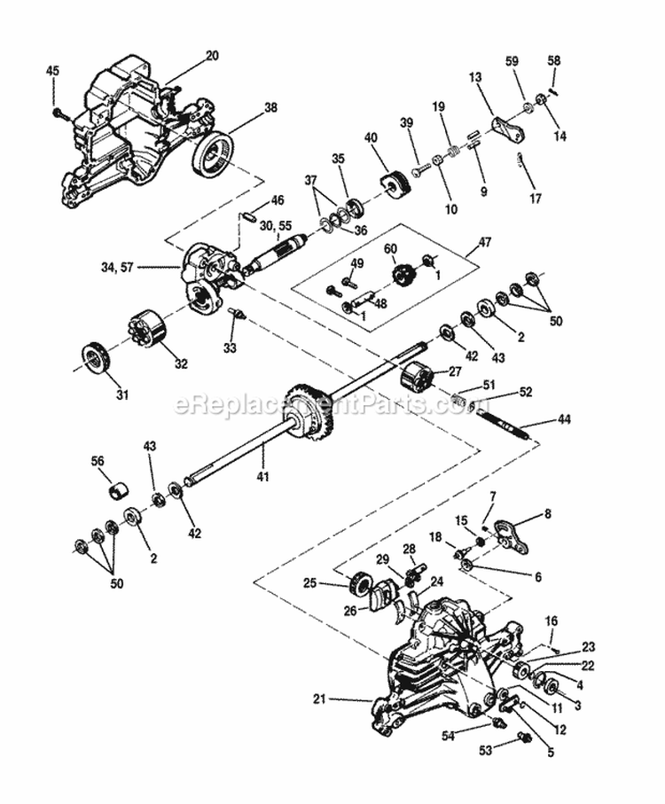 Hydrostatic Transaxle Diagram and Parts List for 1692727  Simplicity Lawn Tractor