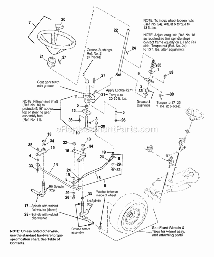 Steering Diagram and Parts List for 1692727  Simplicity Lawn Tractor