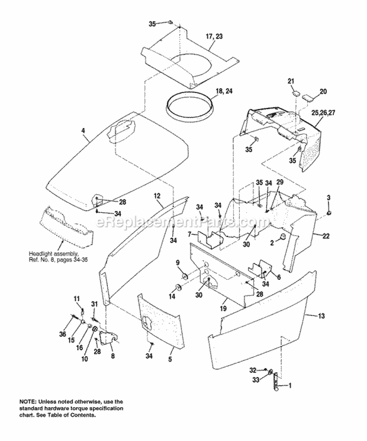 Hood Grille  Dash Group Diagram and Parts List for 1692727  Simplicity Lawn Tractor