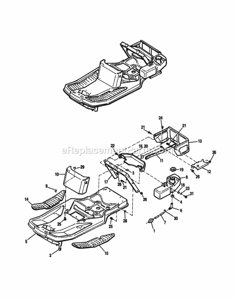 Frame  Fuel System - All Models Except 13 Hp Hydro Diagram and Parts List for 1692550  Simplicity Lawn Tractor