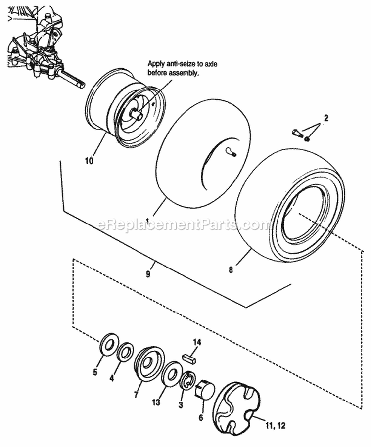 Rear Wheels  Tires Diagram and Parts List for 1692550  Simplicity Lawn Tractor