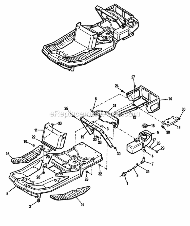 Frame  Fuel System - 13Hp Hydro Only Diagram and Parts List for 1692553  Simplicity Lawn Tractor