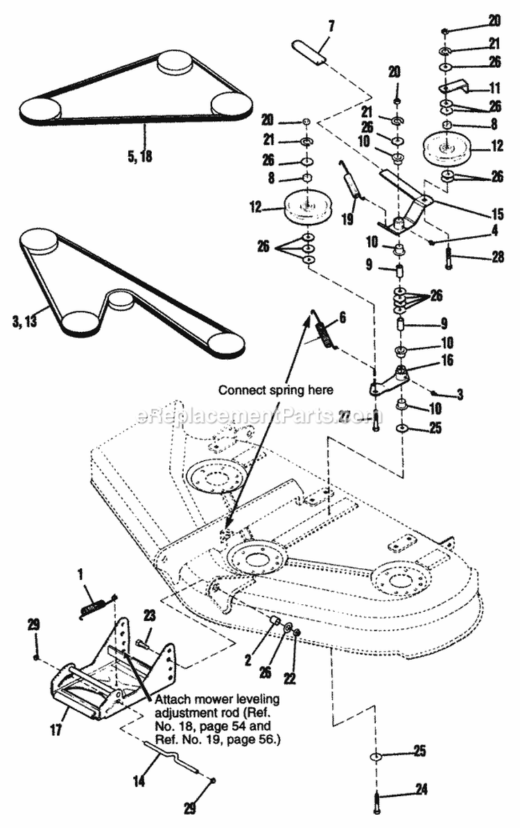 44  50 Mower - Clutch  Support Diagram and Parts List for 1692439  Simplicity Lawn Tractor