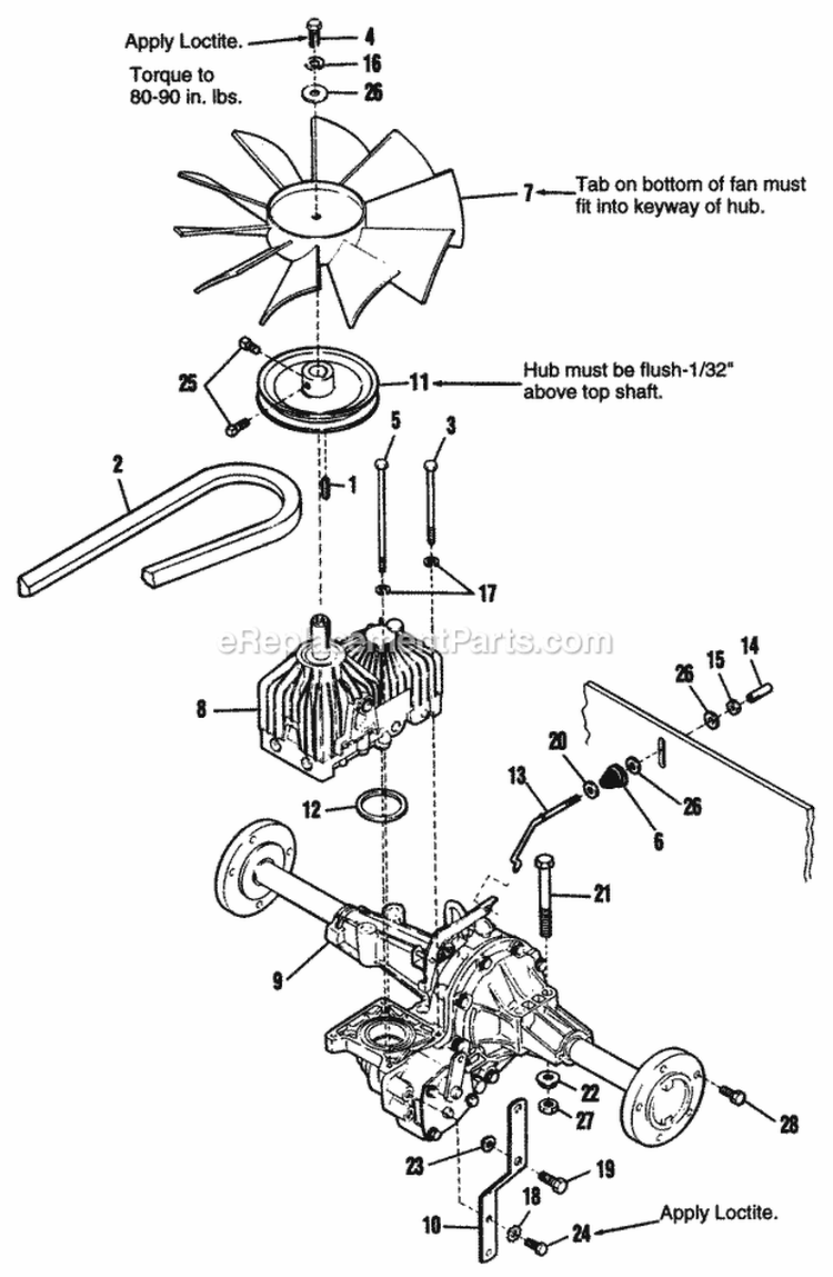 Transmission  Pump Diagram and Parts List for 1692571  Simplicity Lawn Tractor