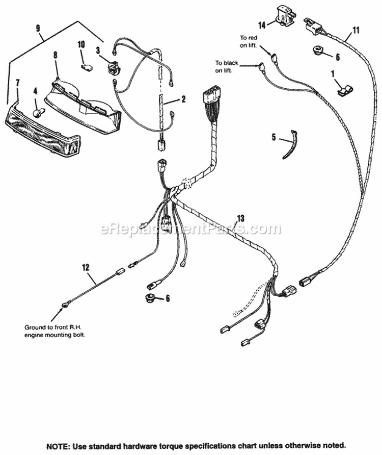 Electrical - Lower Harness Diagram and Parts List for 1692571  Simplicity Lawn Tractor
