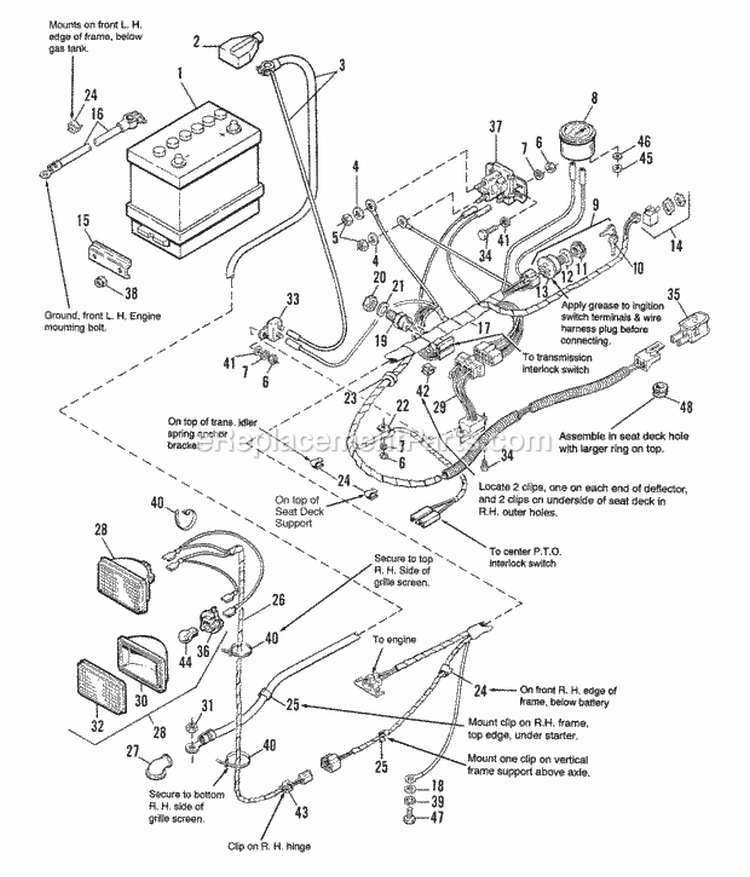 Electrical Group - Early Models Diagram and Parts List for 1692799  Simplicity Lawn Tractor