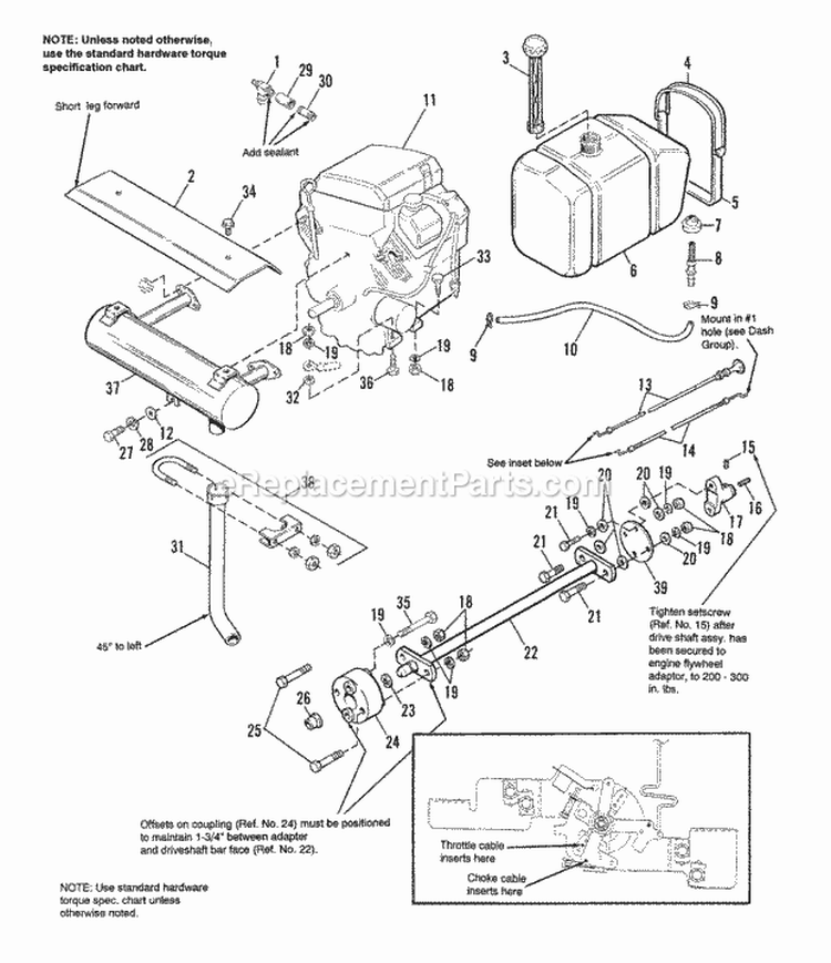 Engine Exhaust  Drive Shaft Group - Kohler 18Hp Ohv Diagram and Parts List for 1692799  Simplicity Lawn Tractor