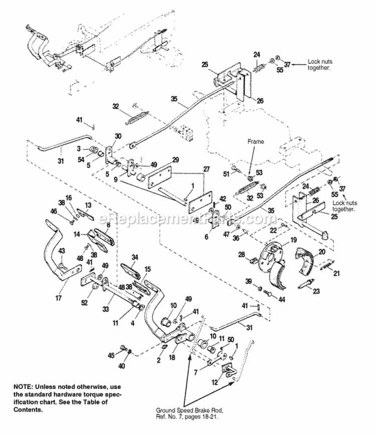 Brake Control Diagram and Parts List for 1692454  Simplicity Lawn Tractor