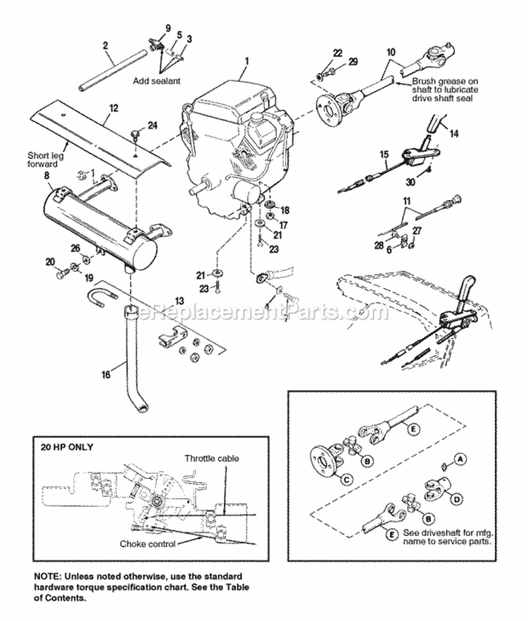Engine Group - 20Hp Kohler Diagram and Parts List for 1692454  Simplicity Lawn Tractor