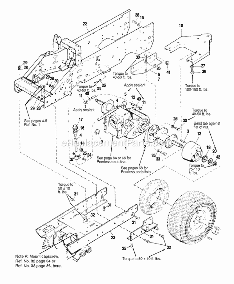 Frame Transaxle  Drawbar Diagram and Parts List for 1692454  Simplicity Lawn Tractor