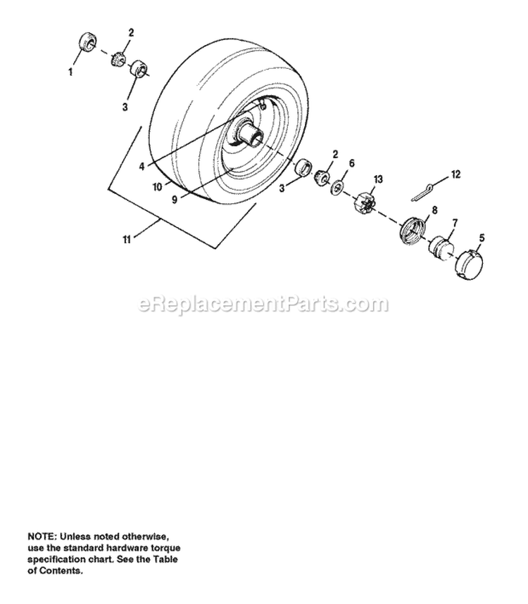 Front Wheels  Tires Diagram and Parts List for 1692454  Simplicity Lawn Tractor