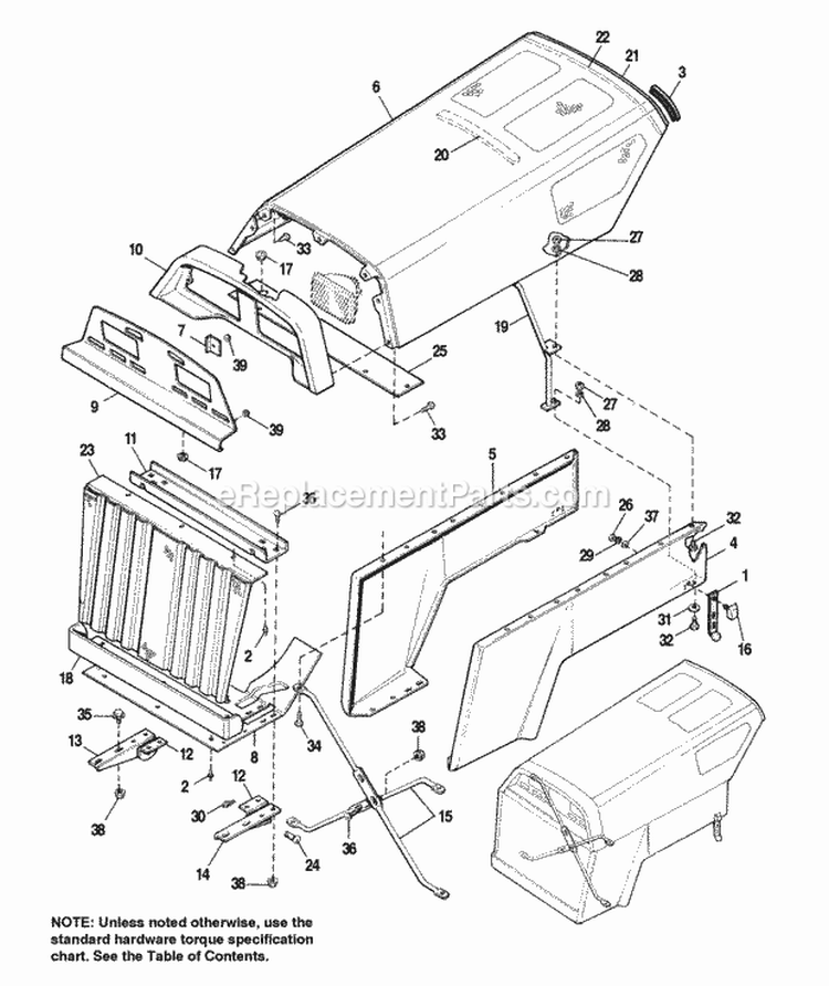 Hood  Grille Diagram and Parts List for 1692454  Simplicity Lawn Tractor