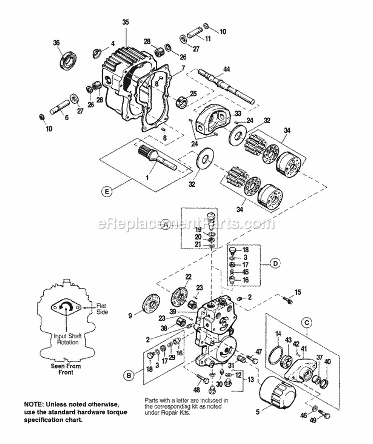 Hydrostatic Pump - Service Parts Diagram and Parts List for 1692454  Simplicity Lawn Tractor