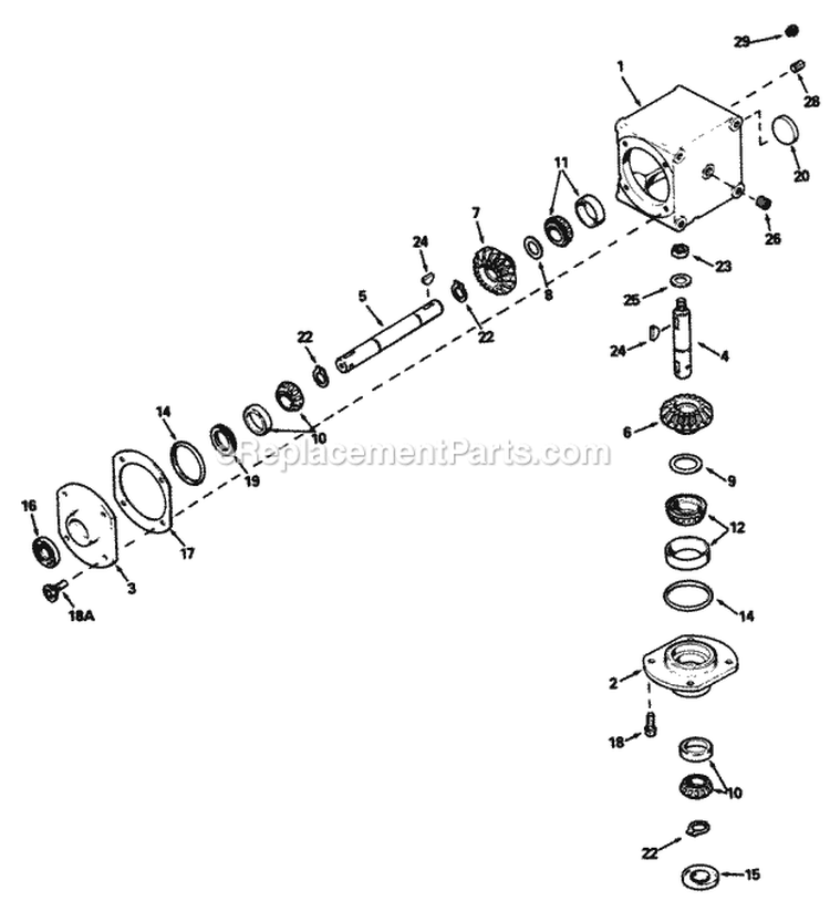 Peerless Right Angle Drive Model 1100-012 Diagram and Parts List for 1691925  Simplicity Lawn Tractor