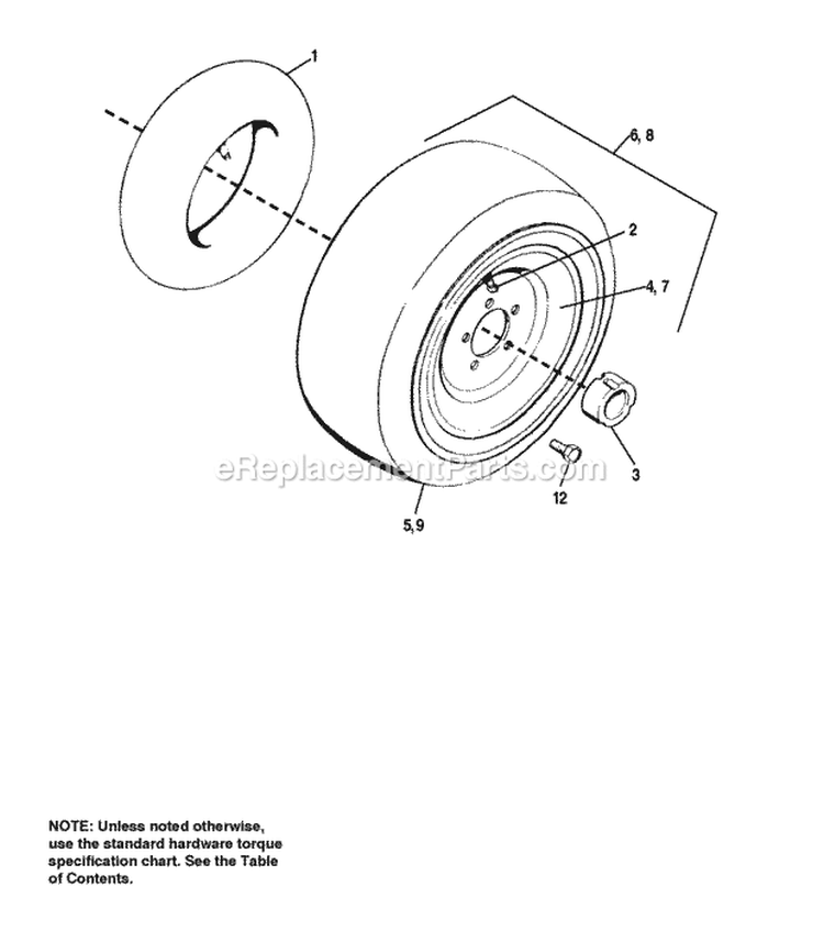 Rear Wheels  Tires Diagram and Parts List for 1692454  Simplicity Lawn Tractor