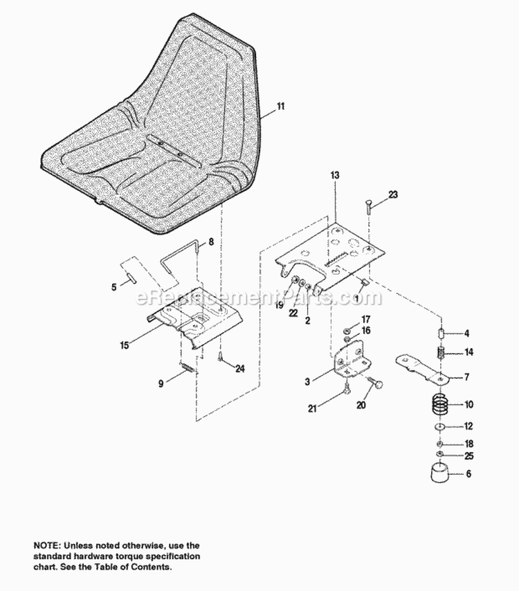 Seat Diagram and Parts List for 1692454  Simplicity Lawn Tractor