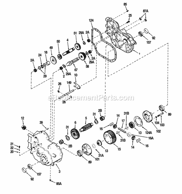 Service Parts - Peerless Transaxle Model 2600-020 Diagram and Parts List for 1692454  Simplicity Lawn Tractor