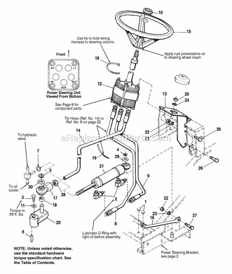 Steering Group Diagram and Parts List for 1692454  Simplicity Lawn Tractor