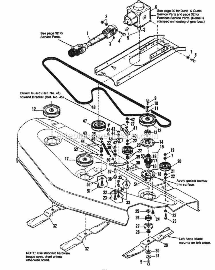 60 Mower Arbor  Drive Group Diagram and Parts List for 1691956  Simplicity Lawn Tractor
