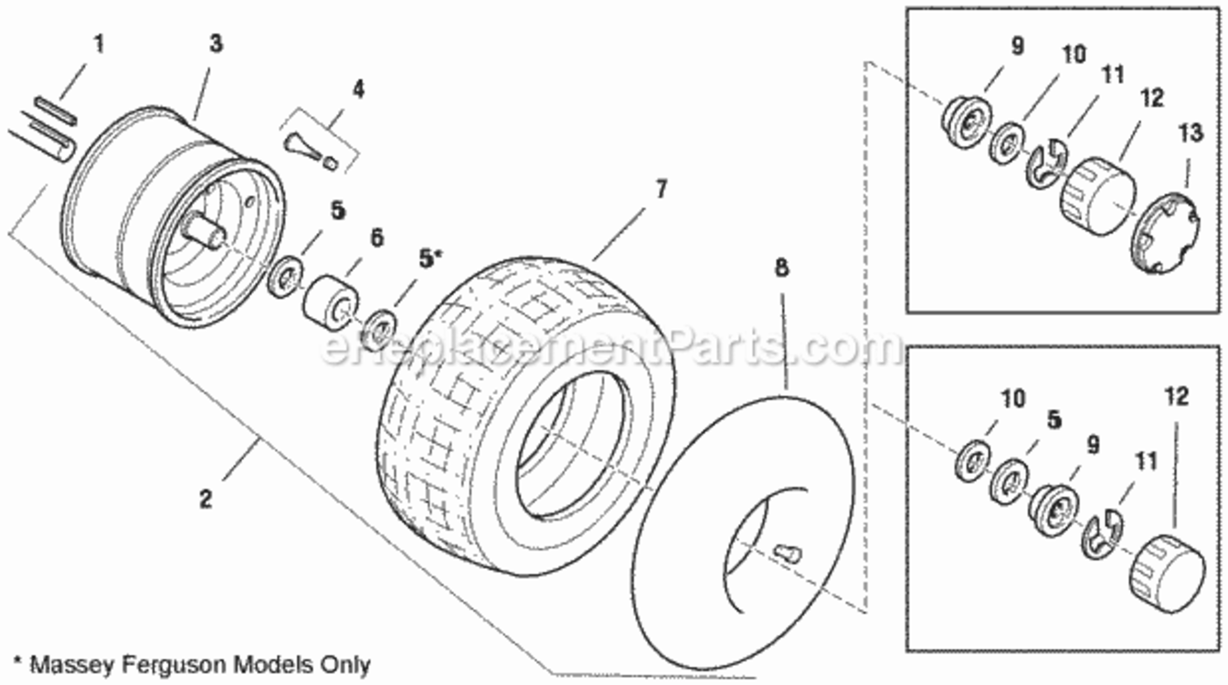 Wheels  Tires Diagram and Parts List for 1693047  Simplicity Lawn Tractor