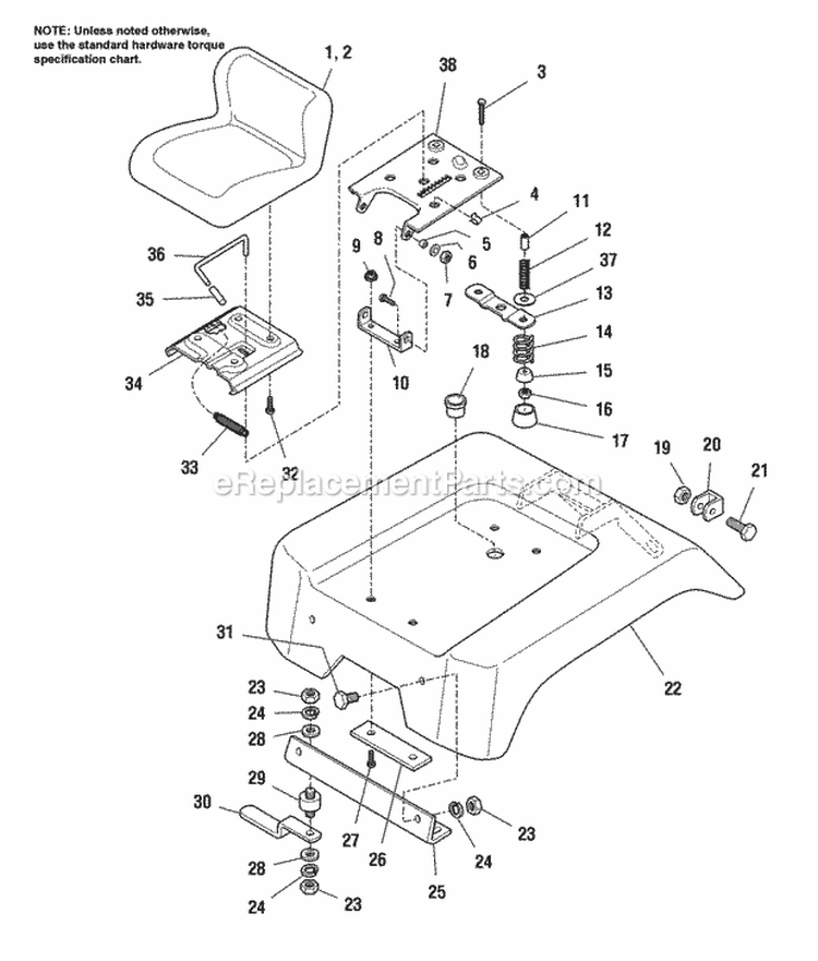 Seat  Deck Group - Early Models Diagram and Parts List for 1692799  Simplicity Lawn Tractor