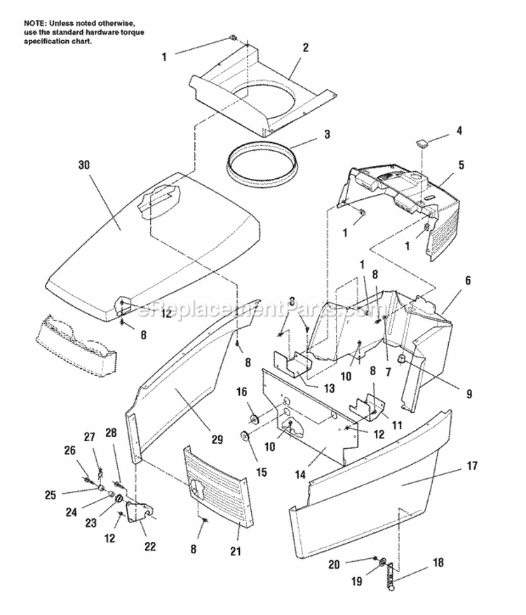 Hood Grille  Dash Diagram and Parts List for 1692781  Simplicity Lawn Tractor