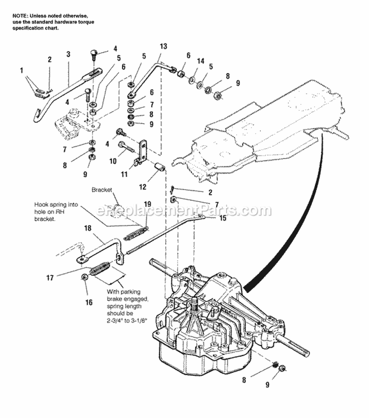 Transmission - Control Rod Group Diagram and Parts List for 1692781  Simplicity Lawn Tractor
