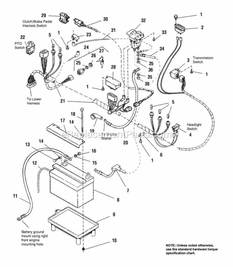 Electrical - Main Harness Diagram and Parts List for 1692781  Simplicity Lawn Tractor