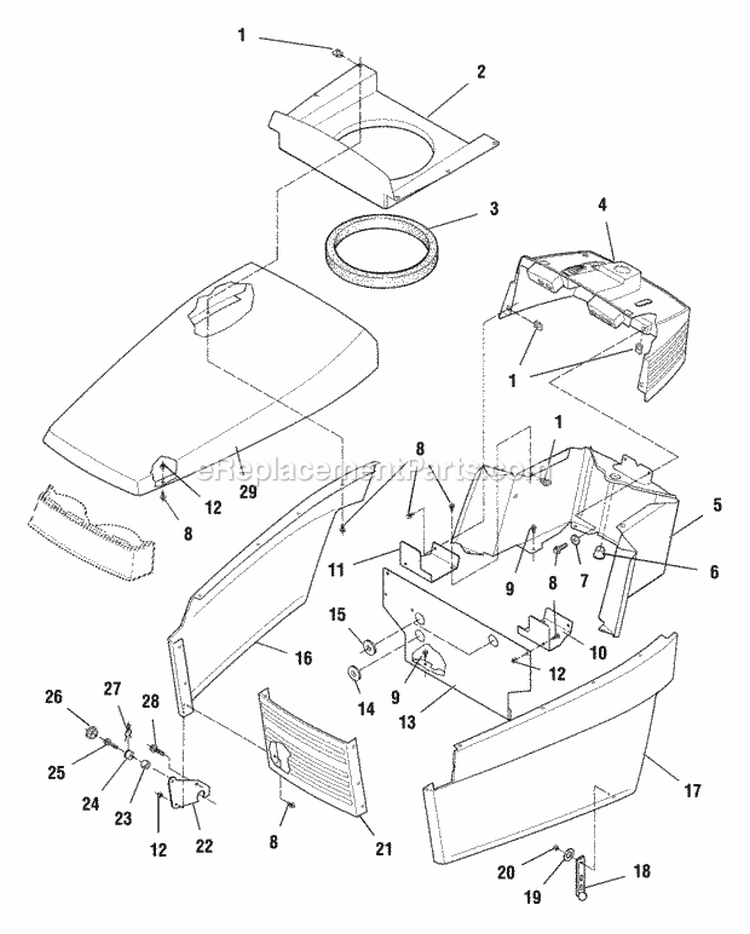 Hood Grille  Dash - Air Cooled Models Diagram and Parts List for 1692701  Simplicity Lawn Tractor