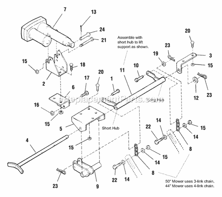 Electric Lift Diagram and Parts List for 1693256  Simplicity Lawn Tractor