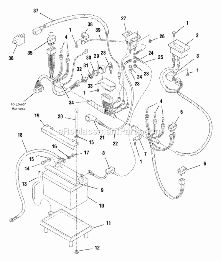 Electrical - Main Harness - Air Cooled Models Diagram and Parts List for 1692701  Simplicity Lawn Tractor
