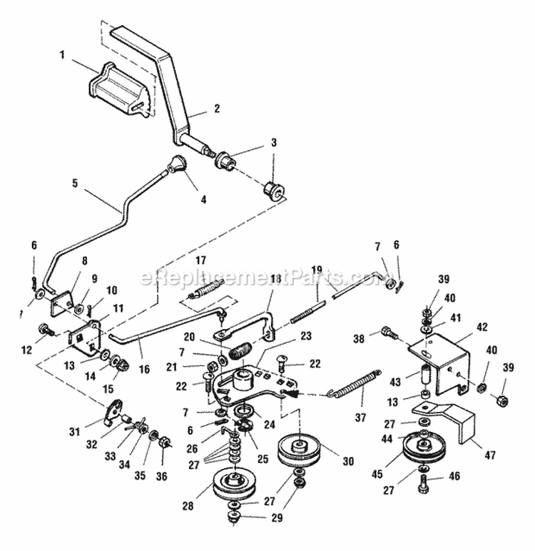Foot Controls Diagram and Parts List for 1693256  Simplicity Lawn Tractor