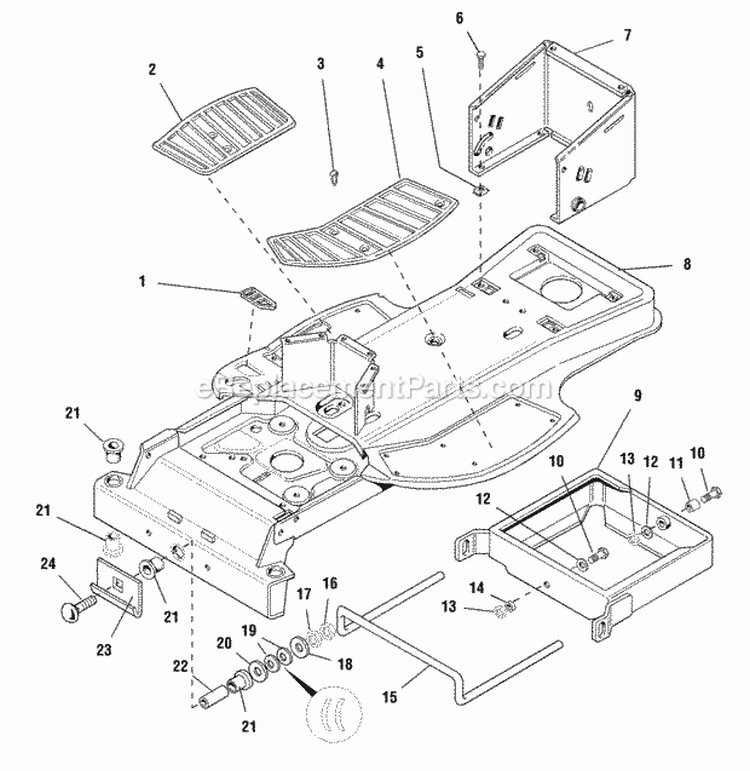 Frame Diagram and Parts List for 1692836  Simplicity Lawn Tractor