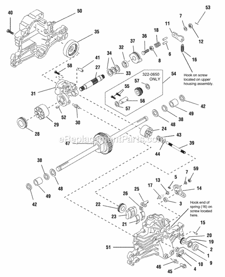 Transaxle Service Parts Diagram and Parts List for 1692836  Simplicity Lawn Tractor