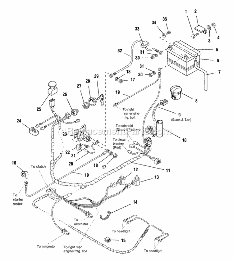 Electrical Group Diagram and Parts List for 1692836  Simplicity Lawn Tractor