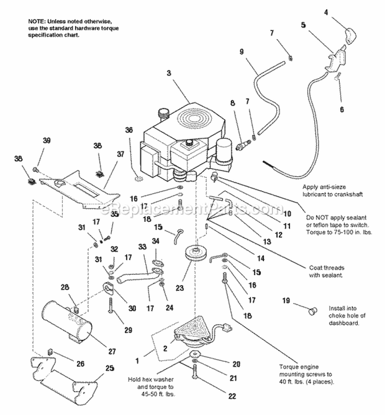 Engine Group - Electric Clutch - Early Models With 16Hp Single Cyl Kohler Diagram and Parts List for 1693061  Simplicity Lawn Tractor