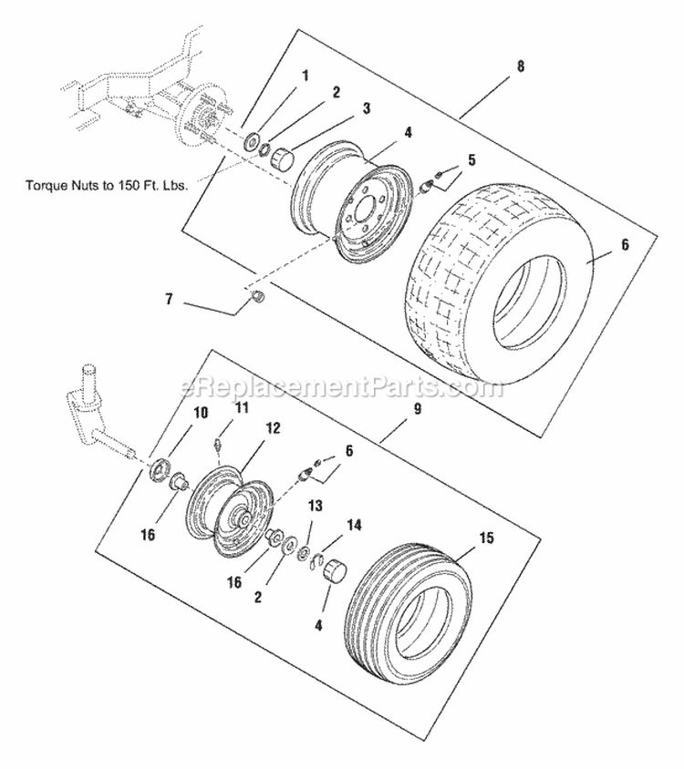 Wheels  Tires Group Diagram and Parts List for 1692898  Simplicity Lawn Tractor