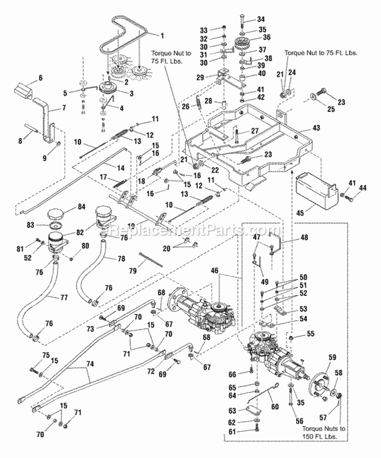 Transaxle  Carrier Group Diagram and Parts List for 1692898  Simplicity Lawn Tractor