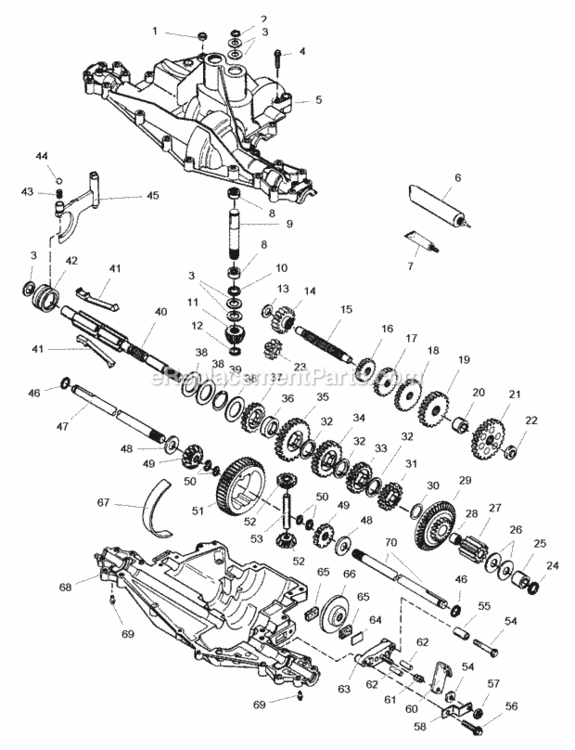 Transmission Service Parts - Peerless 915-016D (1707616) Diagram and Parts List for 1693316  Simplicity Lawn Tractor