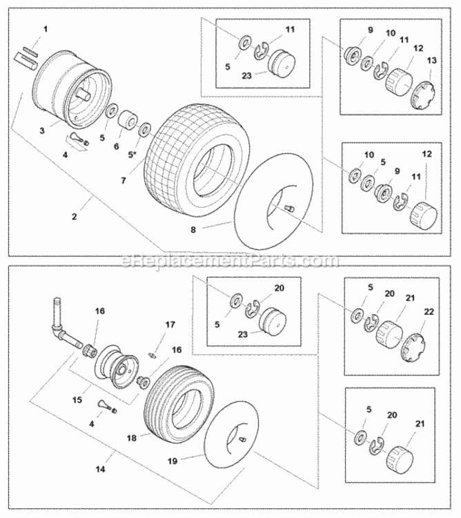 Wheels  Tires Group (W985226) Diagram and Parts List for 1693317  Simplicity Lawn Tractor