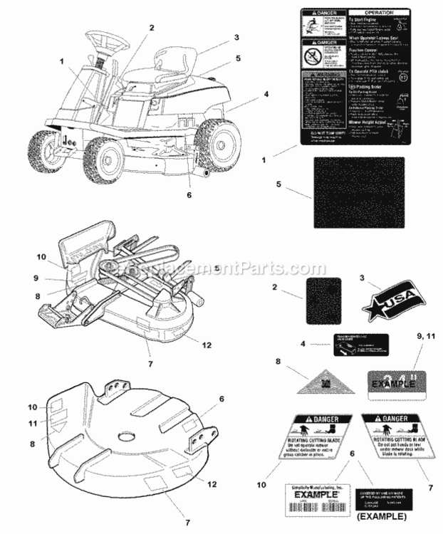 Decals Group - Common  Safety (C985226) Diagram and Parts List for 1693317  Simplicity Lawn Tractor
