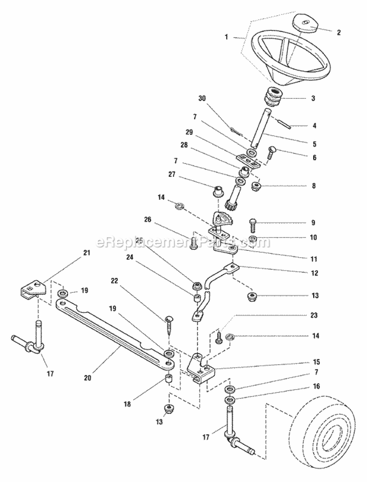 Steering Group (984591) Diagram and Parts List for 1692769  Simplicity Lawn Tractor