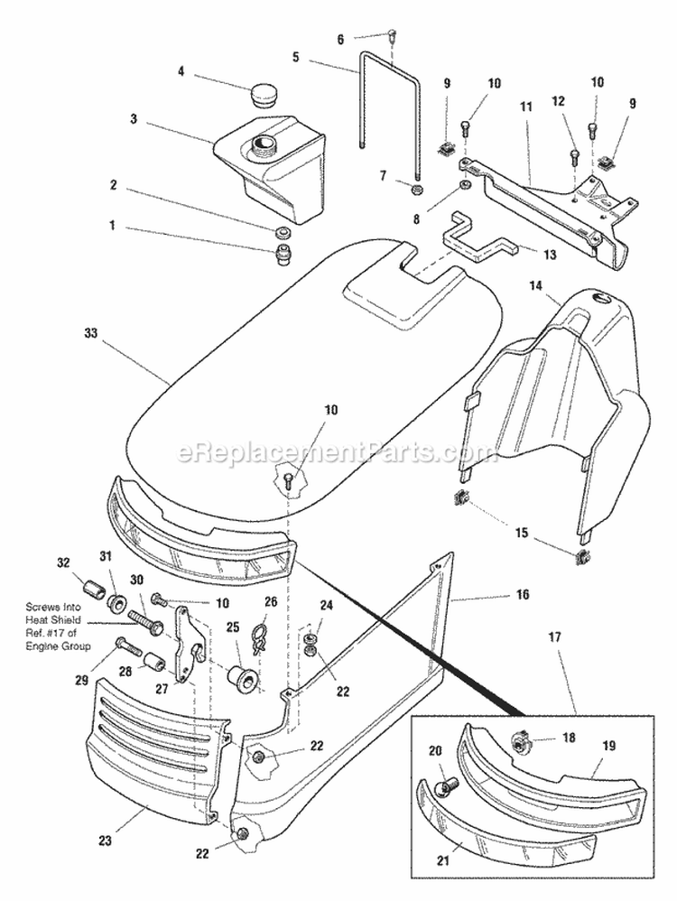 Hood Dash  Fuel Tank Group (984592) Diagram and Parts List for 1692769  Simplicity Lawn Tractor